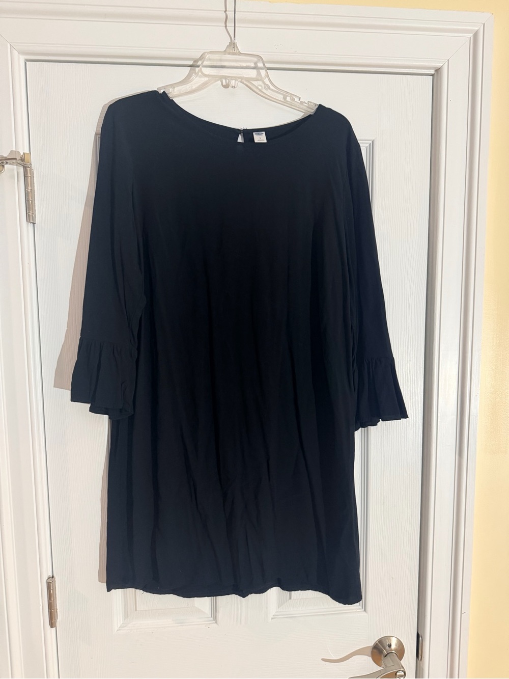 Ladies Size Large "Old Navy" Black Ruffle-Sleeve Tunic Top Dress GUC
